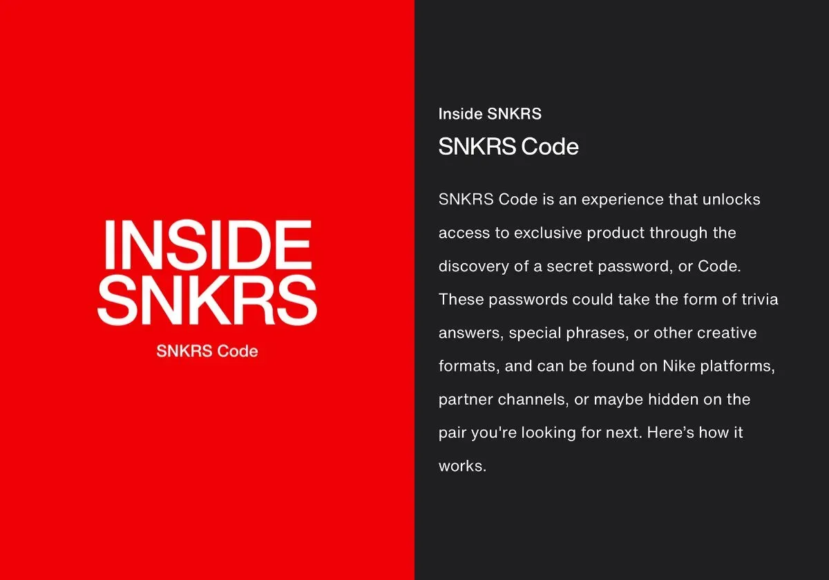 Nike Introduces SNKRS Code