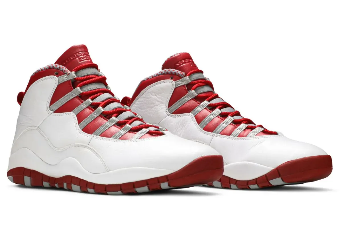 Air Jordan 10 Red Steel — heel and toe-cap detail