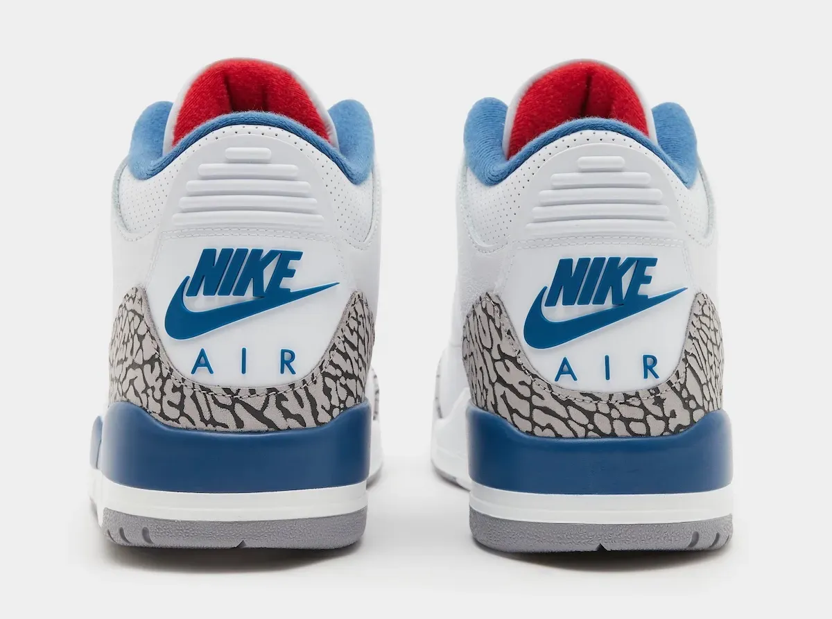 Air Jordan 3 True Blue 2026 medial side showing True Blue accents and Jumpman