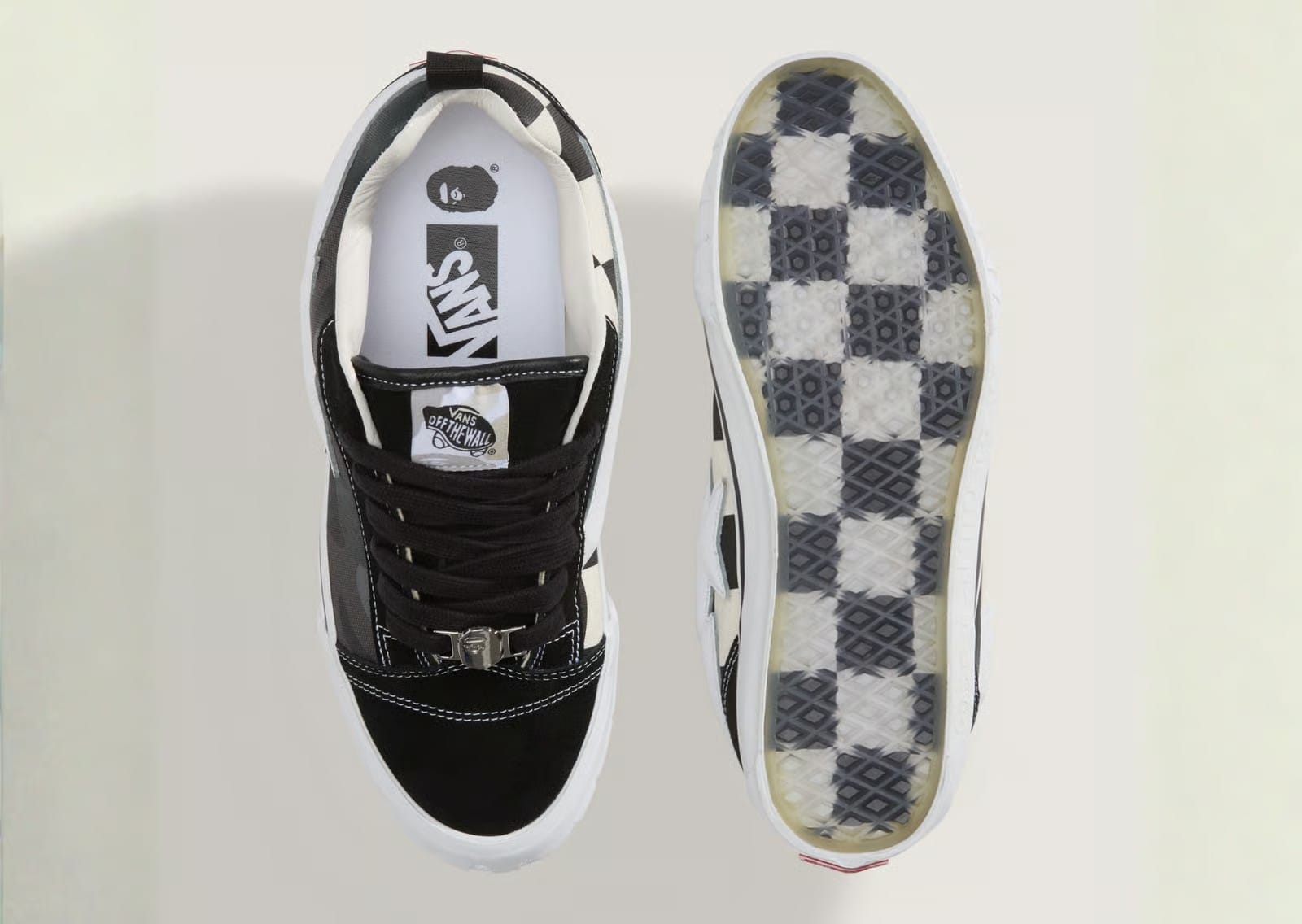 BAPE x Vans Knu Skool black colorway shark teeth midsole detail