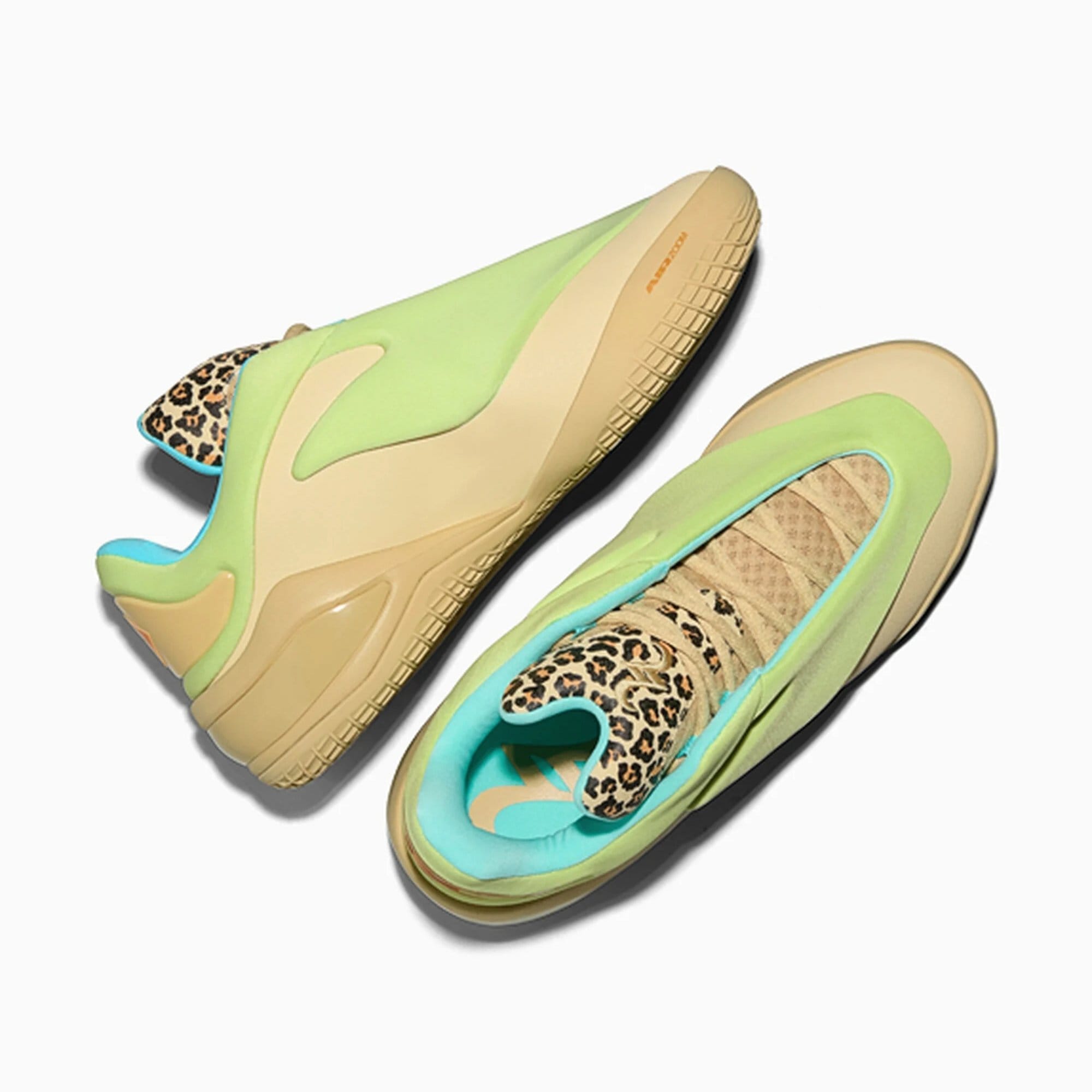 Top-down view of the Converse SHAI 001 Lace Up 'Cheetah' pair, showing the cheetah-print tongue