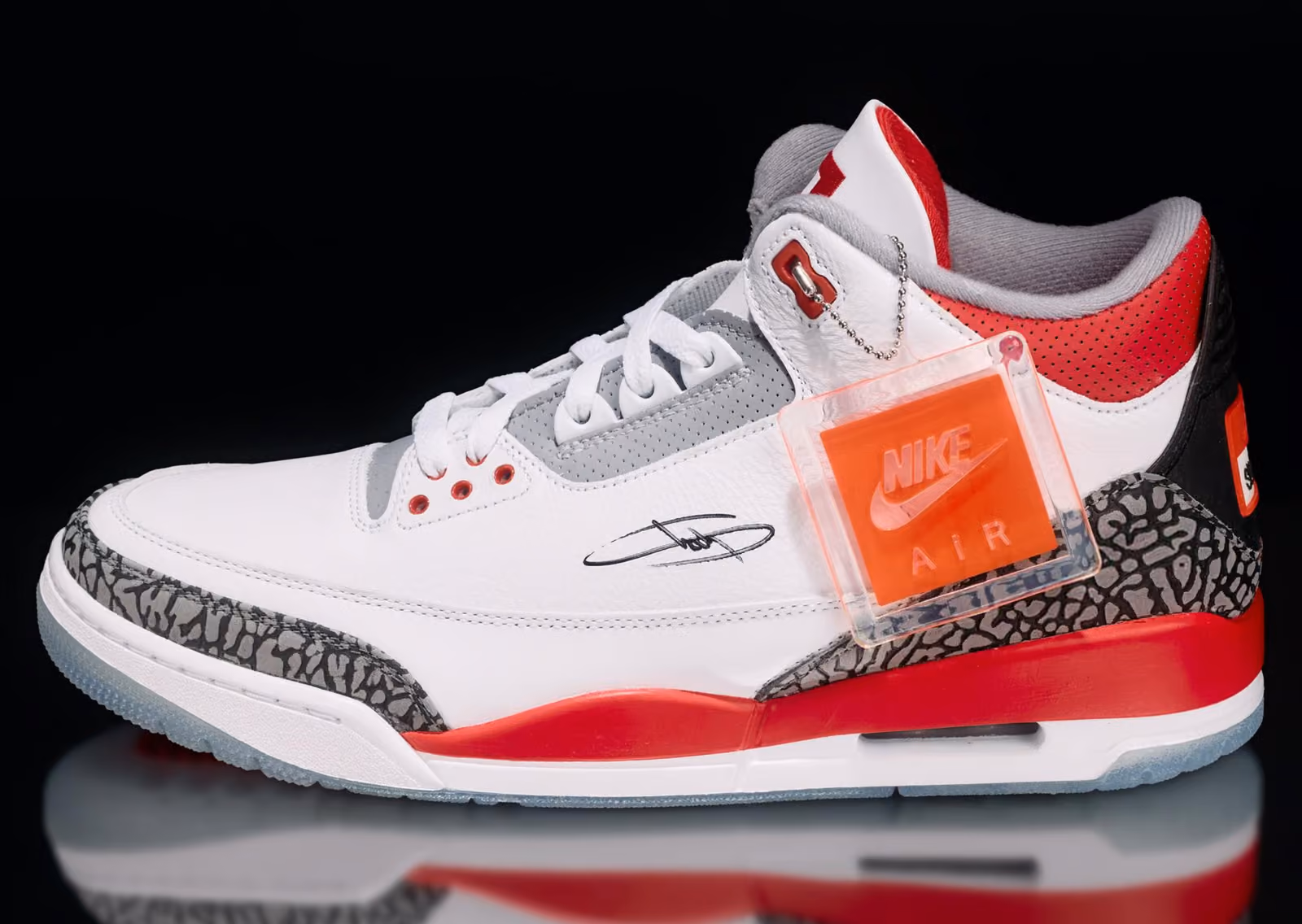 Signed Eminem x Nike Air Jordan 3 'Slim Shady' PE sneaker with red, white and black colorway