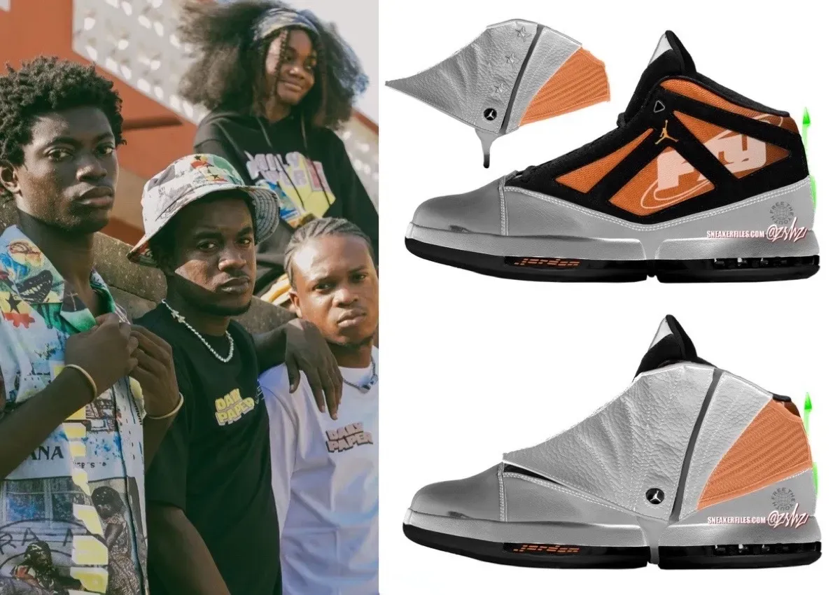 Free The Youth x Air Jordan 16 in Metallic Silver, lateral view