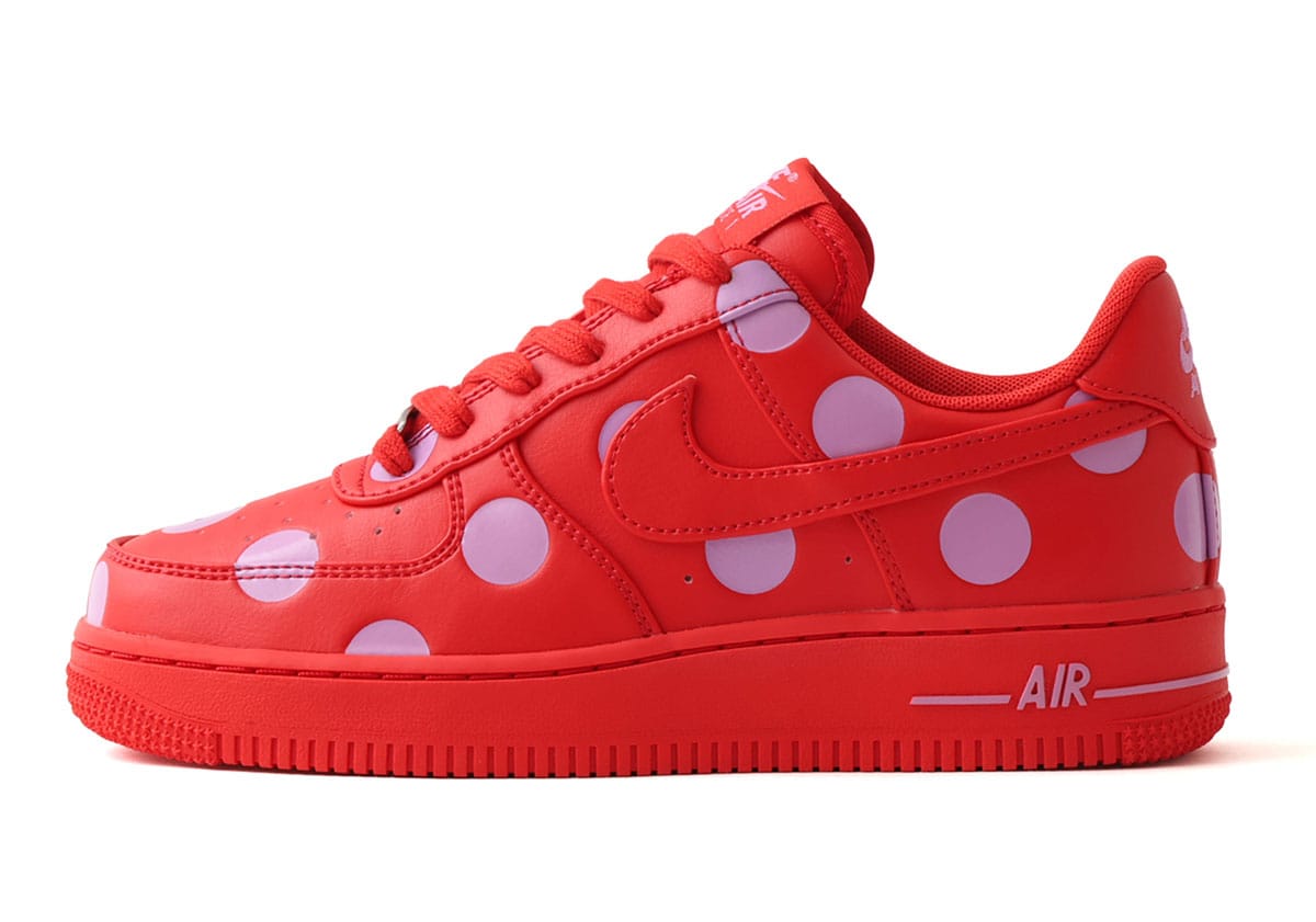 Nike Air Force 1 Low Polka Dot University Red Light Magenta lateral view