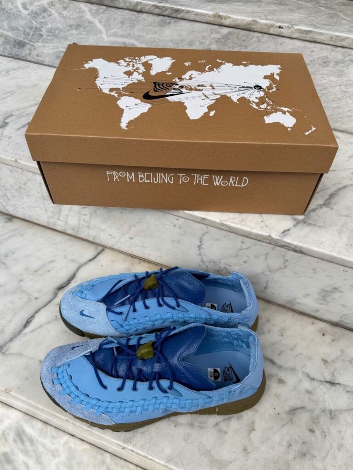 SOULGOODS x Nike Homescape Woven in Blue Beyond sky and royal blue with olive outsole