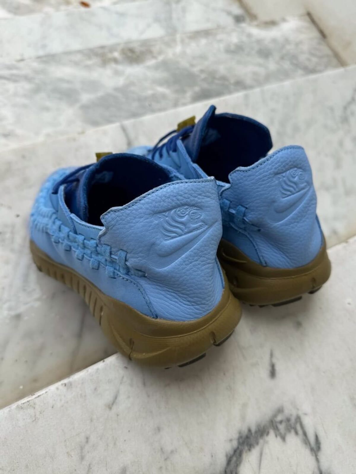SOULGOODS x Nike Homescape Woven Blue Beyond detail of woven upper and tiger lace lock