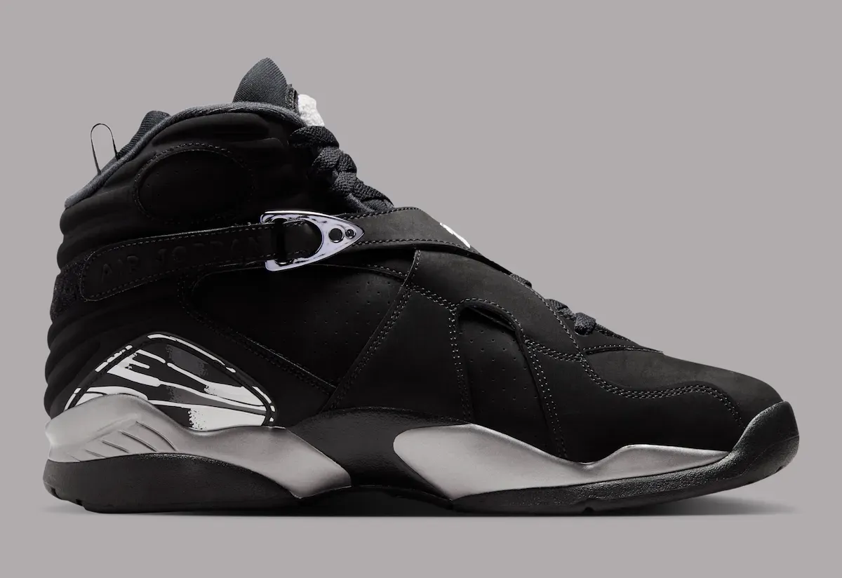 Air Jordan 8 Chrome 305381-007 pair shown at an angle