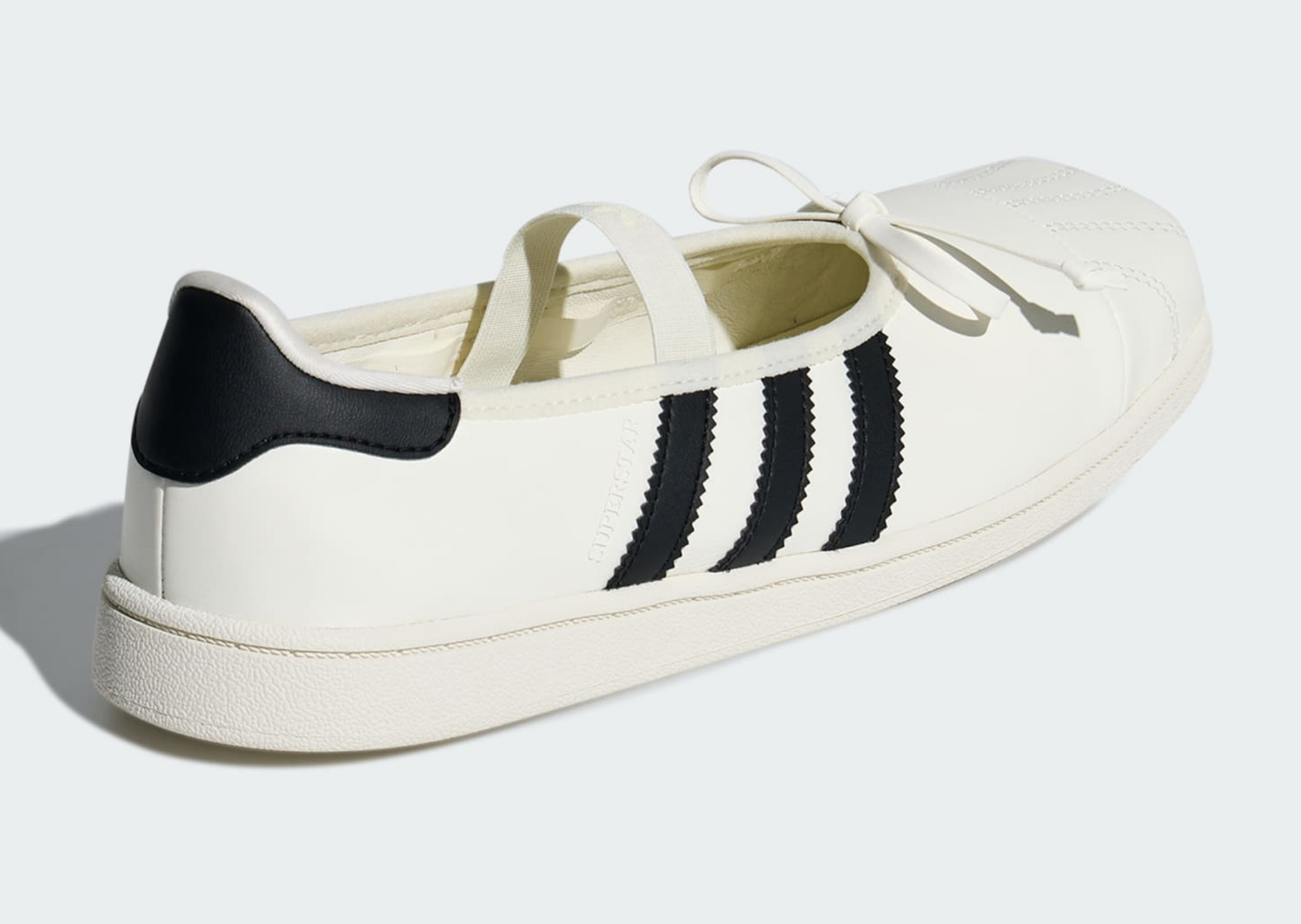 Medial view of the off-white JENNIE x adidas Superstar Square Ballet, style code LB3786