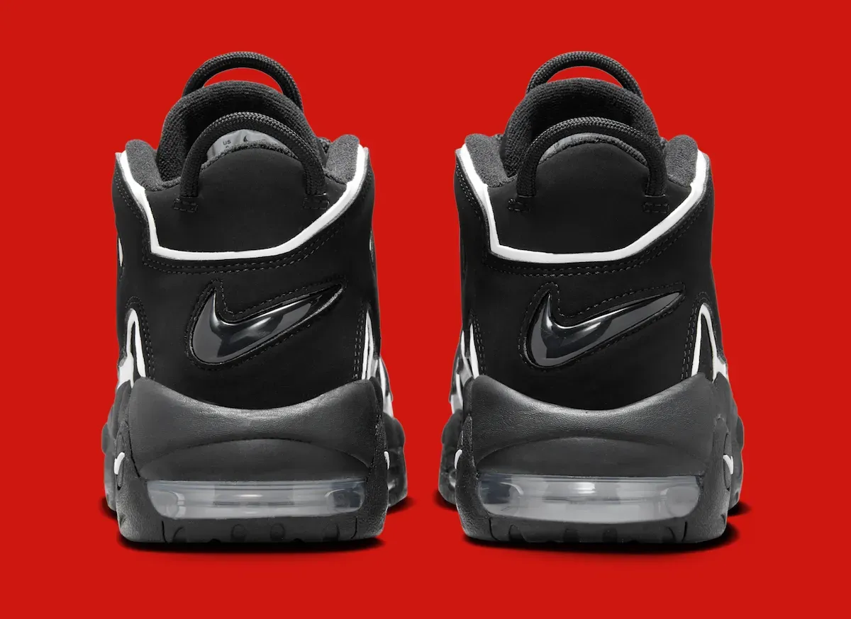 Angled view of the Nike Air More Uptempo '96 OG 'Black/White'