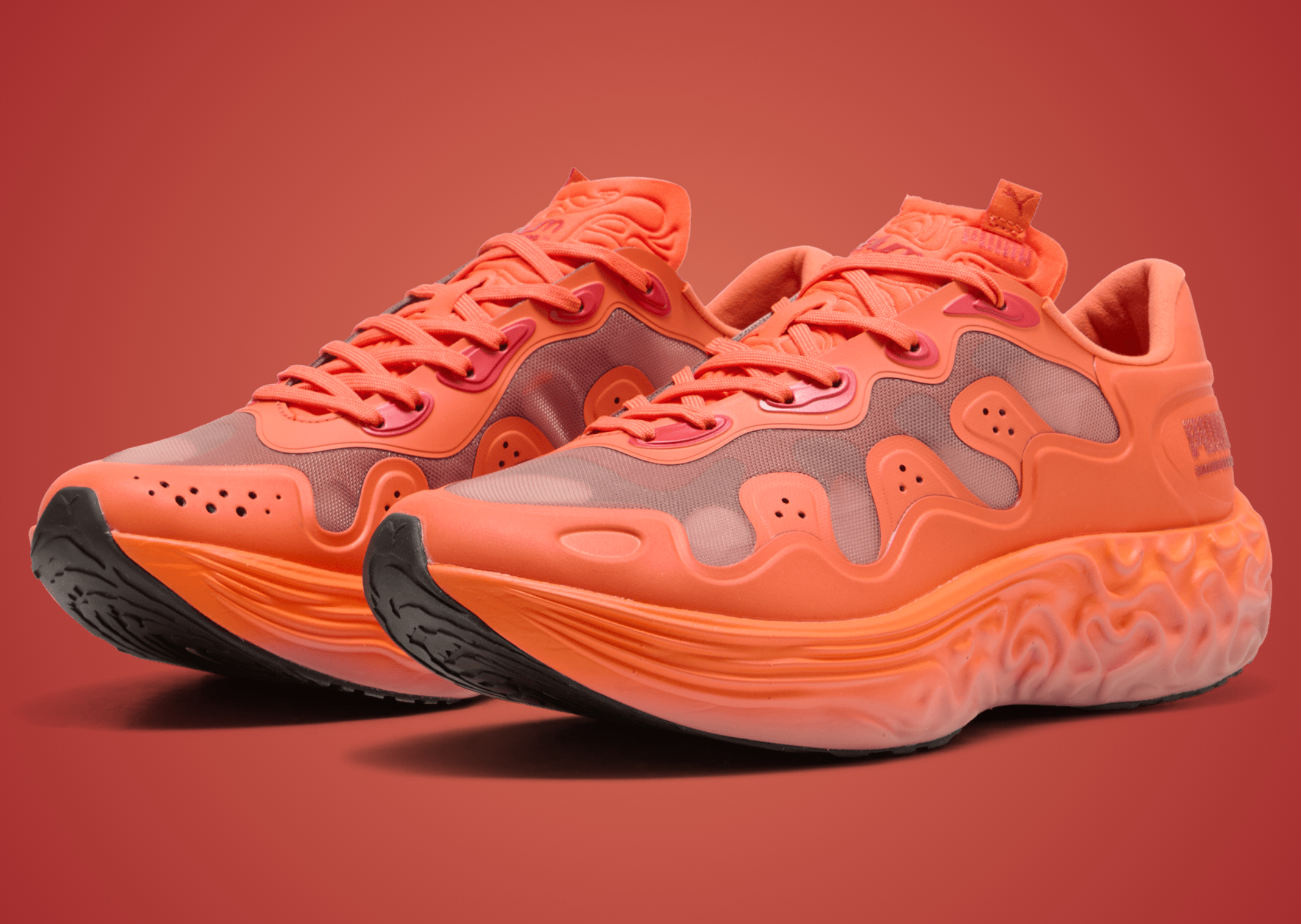 Salehe Bembury x PUMA Velum 2 NITRO Terracotta, alternate angle showing the fingerprint-embossed NITROFOAM midsole