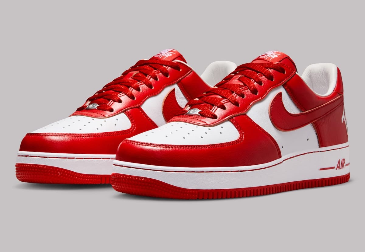 Terror Squad x Nike Air Force 1 Low University Red, medial side profile
