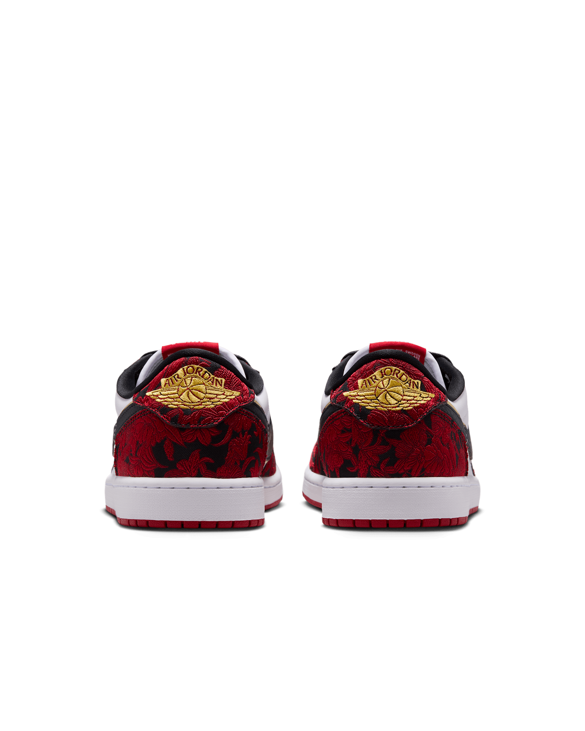 Air Jordan 1 Low OG Garden heel view with gold embroidered Wings logos