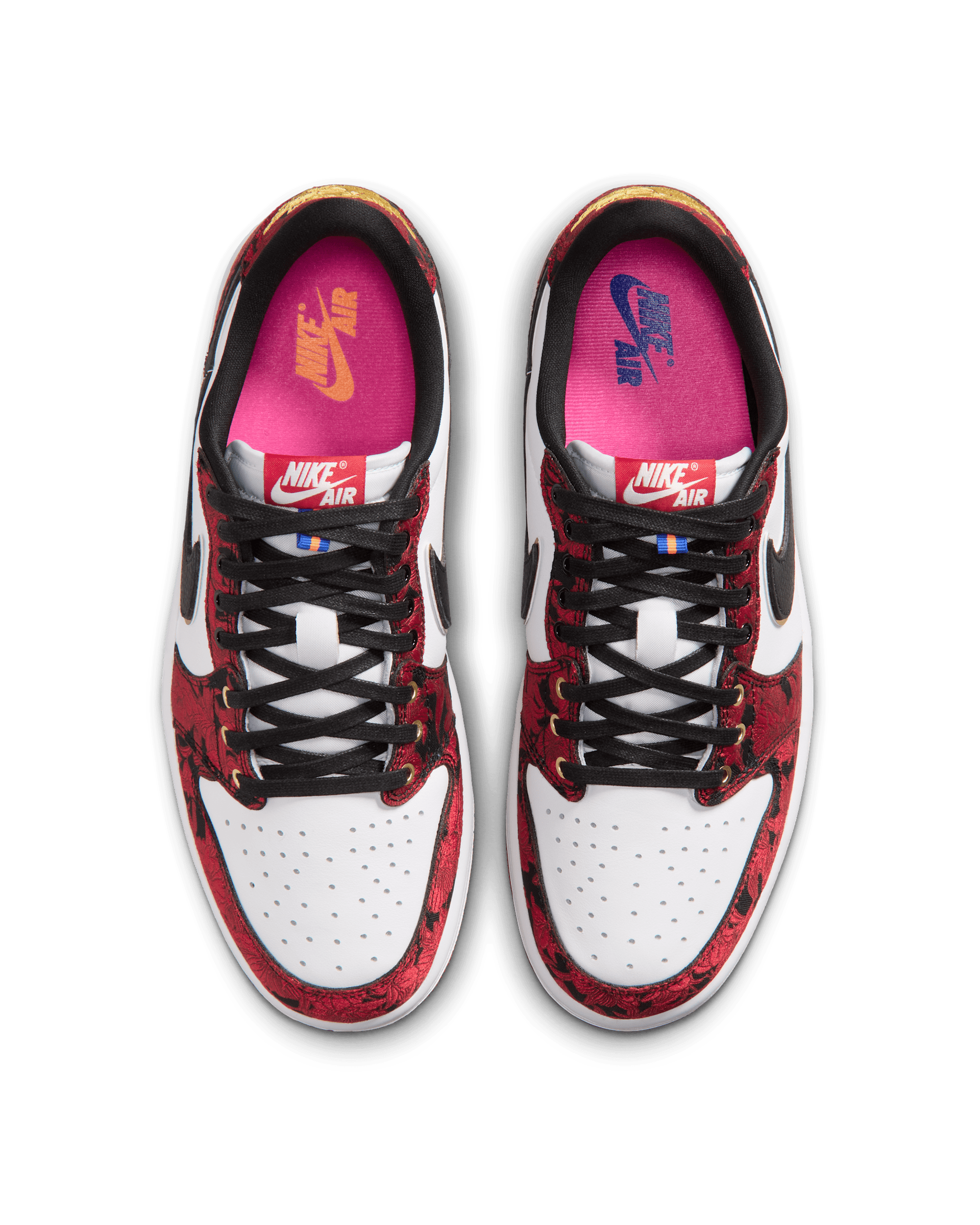 Air Jordan 1 Low OG Garden top-down view showing pink insoles with blue and orange Nike Air branding