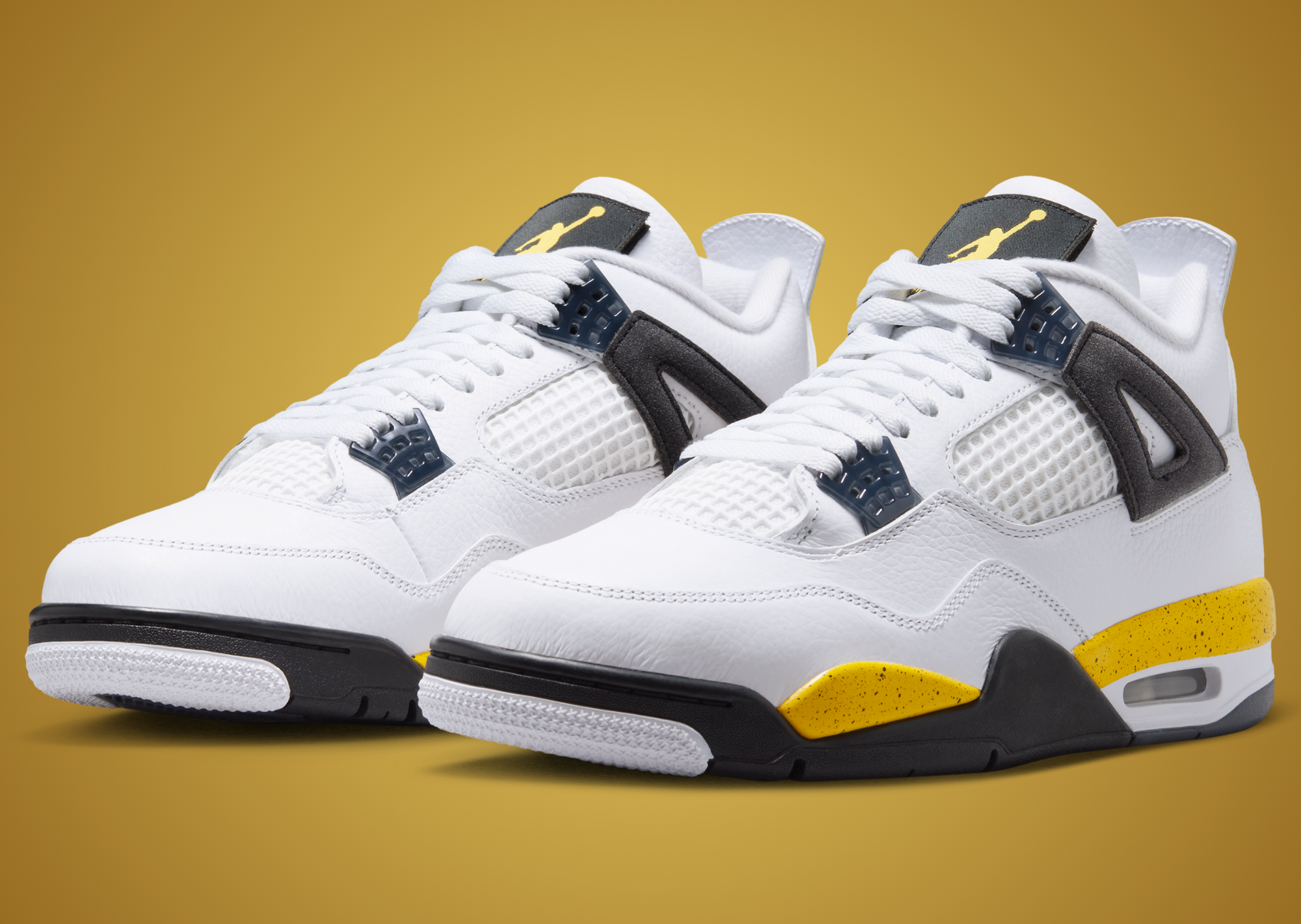 Air Jordan 4 Tour Yellow 2026 top-down view of the pair