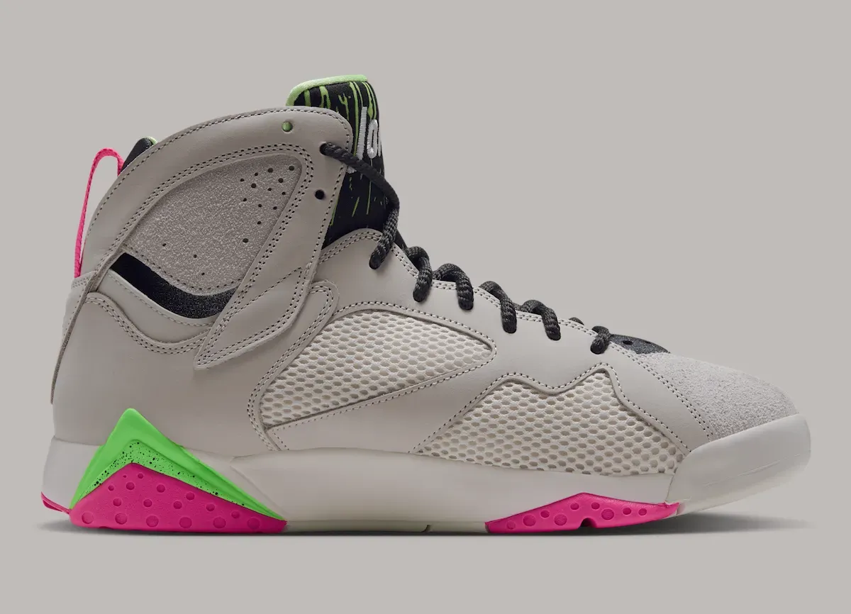 Air Jordan 7 Tennis Day medial side showing mesh panels and translucent cutouts