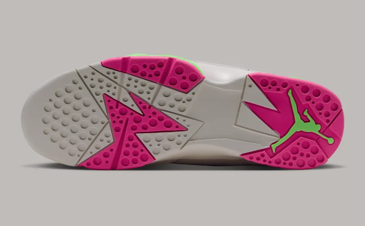 Air Jordan 7 Tennis Day pair shown together with speckled midsole detailing