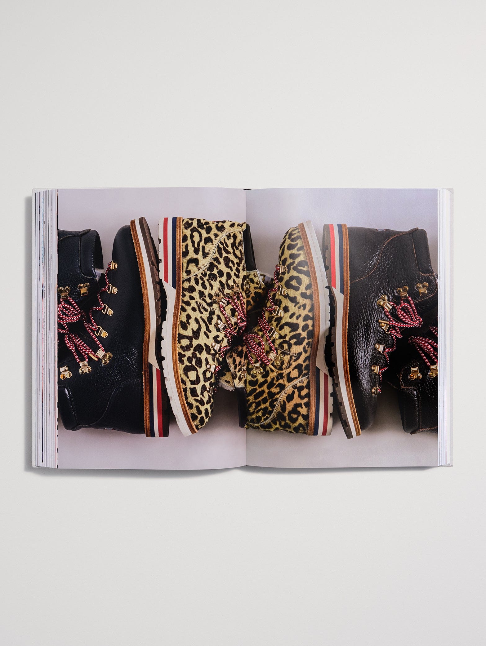 Kith: The Footwear Archive spread of leopard and leather hiker boot collaborations
