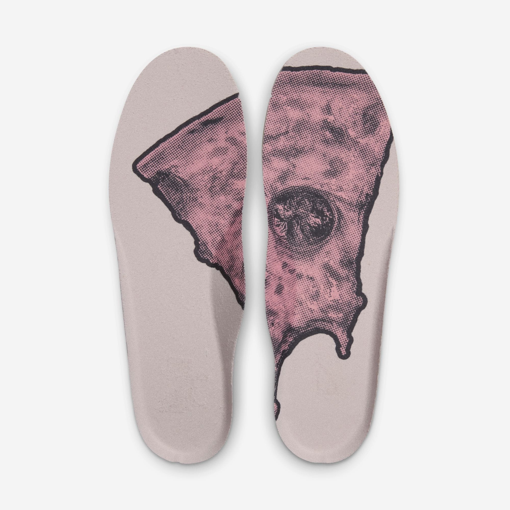 Pair of Subway Rat Air Force 1 insoles forming a pizza slice graphic