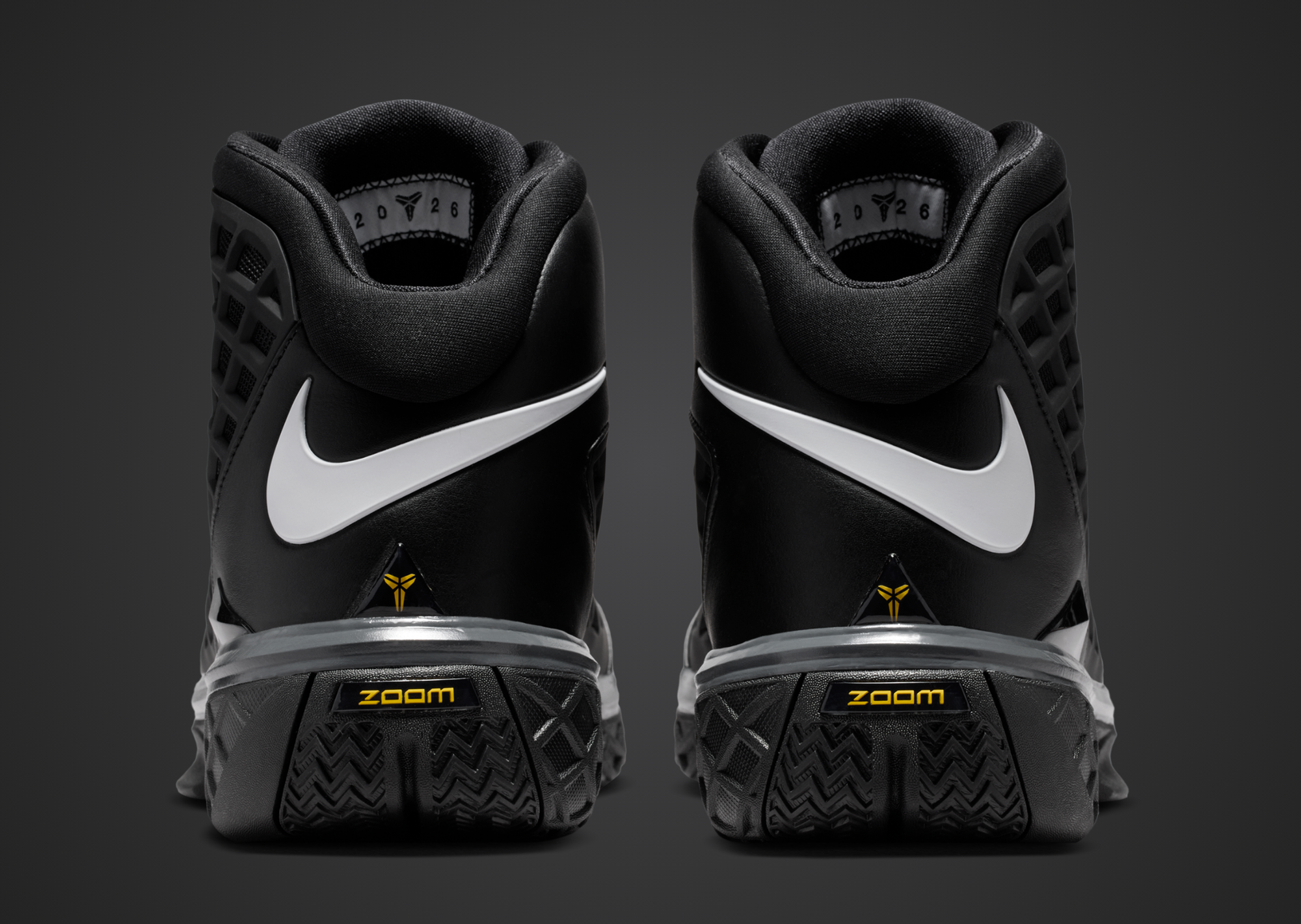 Nike Kobe 3 Protro Orca heel view with Zoom branding and gold logo