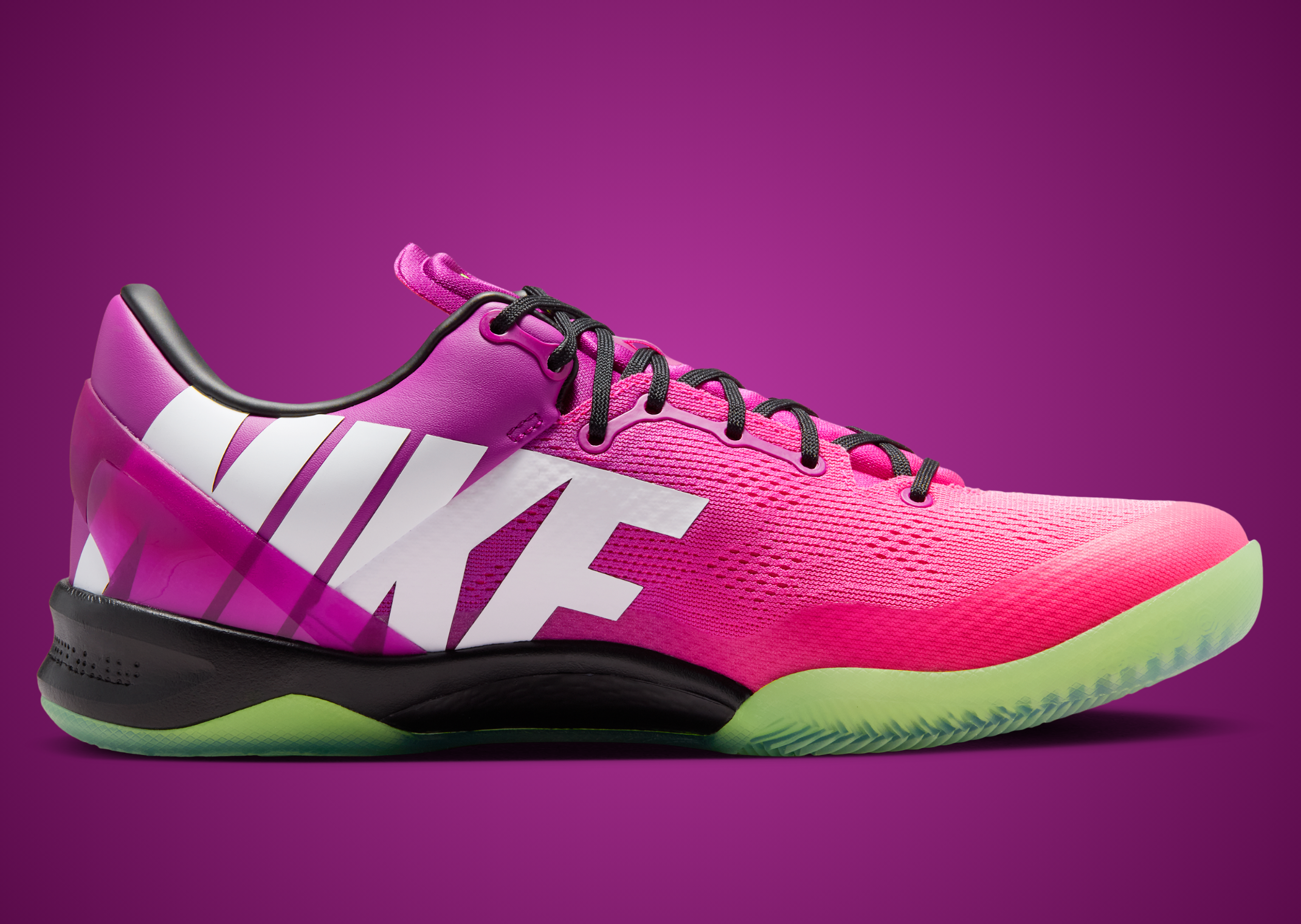 Medial side of the Nike Kobe 8 Protro Mambacurial with oversized white NIKE lettering