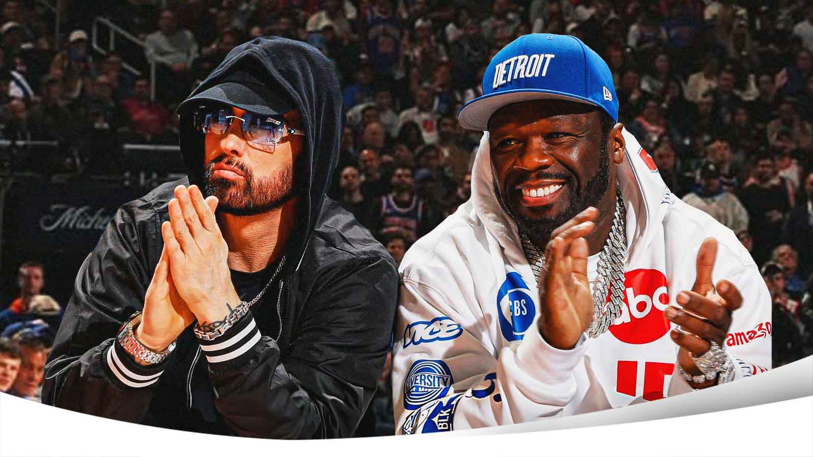 50 Cent and Eminem Reunite Courtside at Pistons-Cavaliers Game 5 on May 13
