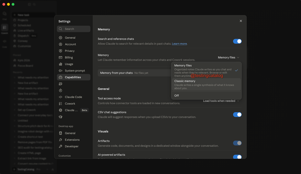 Claude Memory Files interface screenshot