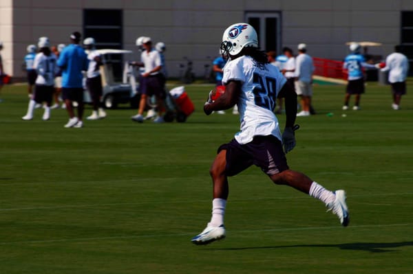 Tennessee Titans running back Chris Johnson, known as CJ2K, during his playing career