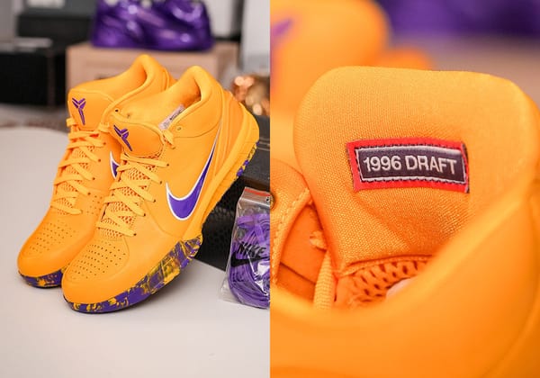 Nike Kobe 4 Protro Draft Day Lakers in University Gold with Fierce Purple accents