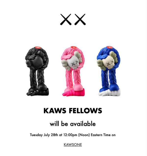 KAWS FELLOWS Vinyl Figure Drops July 28 on KAWSONE in Three Colorways