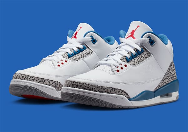 Air Jordan 3 'True Blue' OG in white leather with blue accents