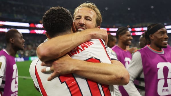 England players during their World Cup Round-of-16 win over Mexico at Estadio Azteca
