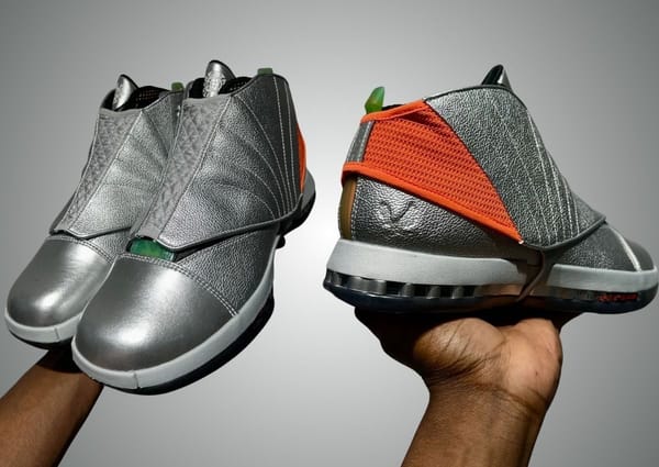 Free The Youth x Air Jordan 16 in Metallic Silver with Total Orange and Picante Red accents