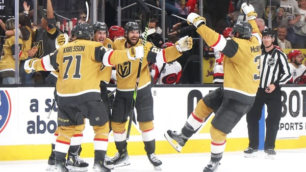 Vegas Golden Knights and Carolina Hurricanes battle in the 2026 Stanley Cup Final