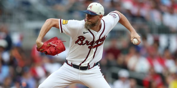 Atlanta Braves pitcher Chris Sale delivering a pitch