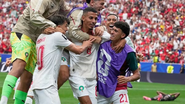 Morocco's Azzedine Ounahi celebrates a goal against Canada at the 2026 World Cup
