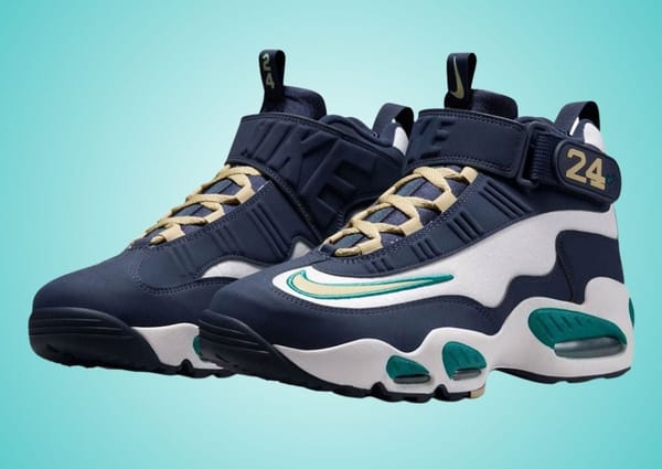 Nike Air Griffey Max 1 HBCU Swingman Classic in Midnight Navy, Team Gold and teal