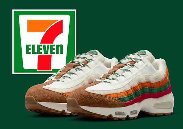 Nike Air Max 95 Big Bubble "7-Eleven" in sail, orange, and green
