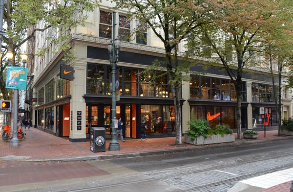 A Nike store, as the company gave a cautious outlook after its fiscal fourth-quarter results.