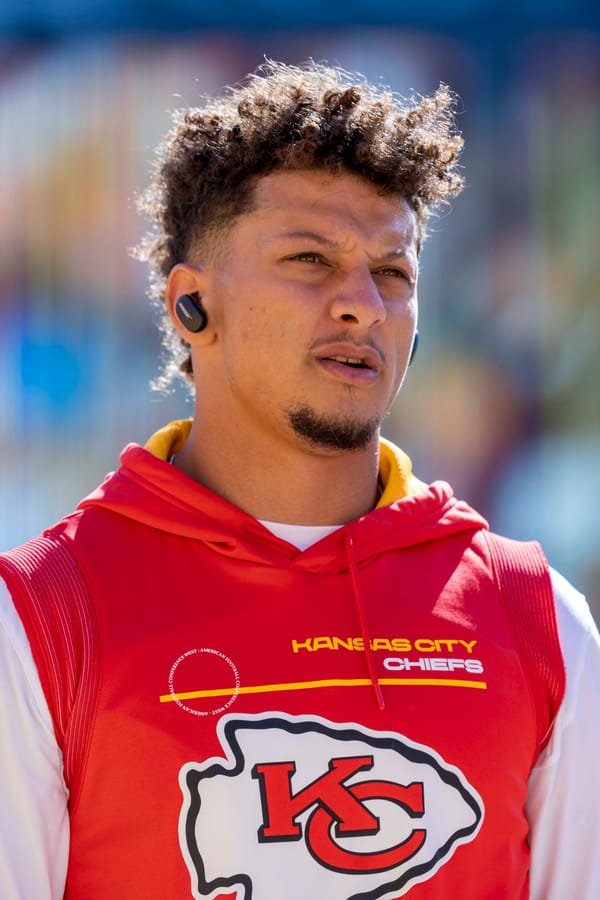 Patrick Mahomes, Kansas City Chiefs quarterback, on the field