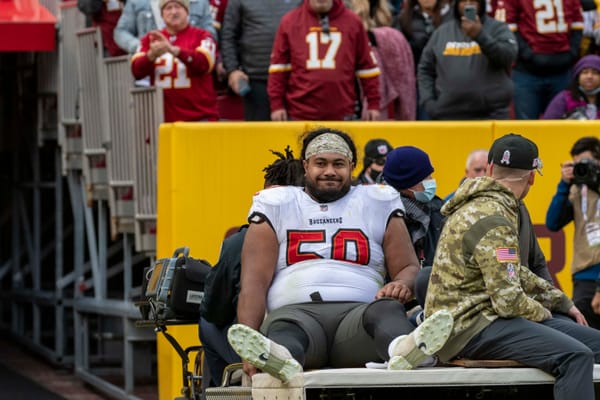 Vita Vea of the Tampa Bay Buccaneers on the field