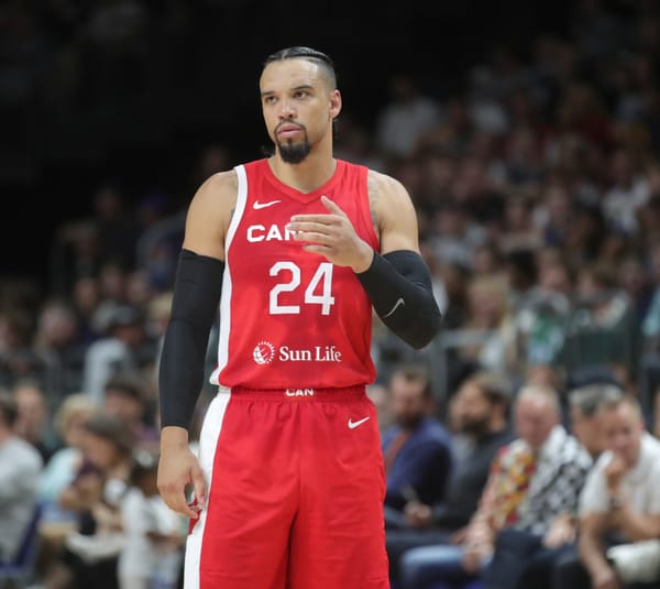 Dillon Brooks in a Canada national team jersey during a 2023 exhibition against Germany in Berlin
