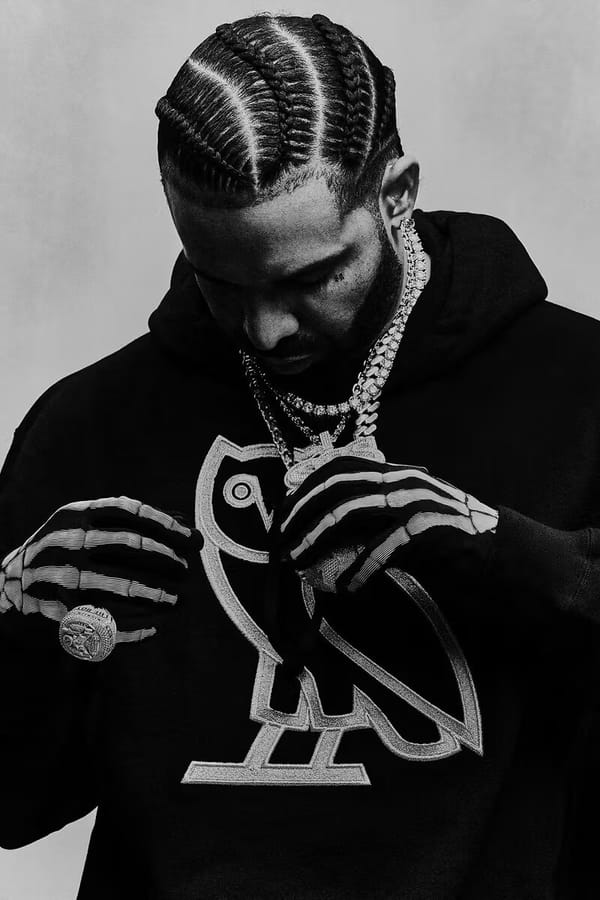 Drake photographed for the OVO and Authentic Brands Group partnership announcement