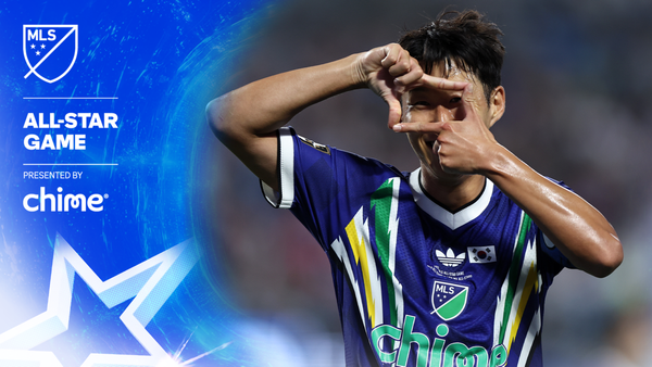 Son Heung-min in the 2026 MLS All-Star Game kit making his trademark camera celebration gesture