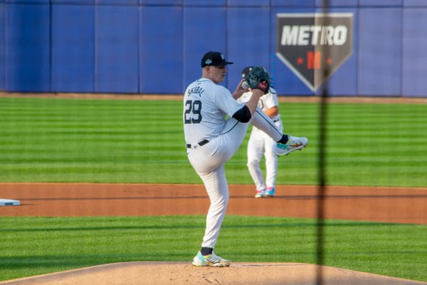 Tarik Skubal pitching for the Detroit Tigers, wearing number 29