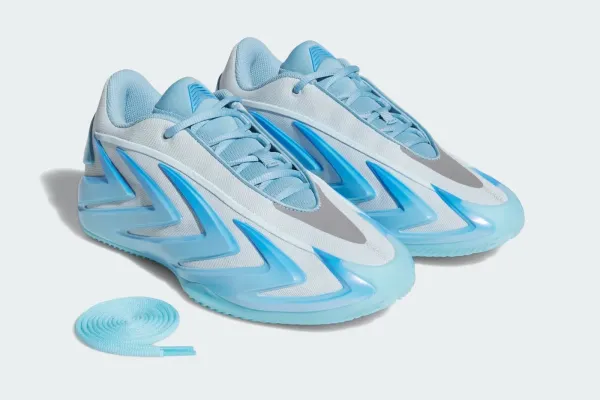 adidas Anthony Edwards 3 Cold Blooded in Bliss Blue, Sky Tint and Tech Grey Metallic