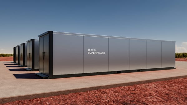 Rendering of Boom Supersonic Superpower 42 MW natural-gas turbine units at a data center site