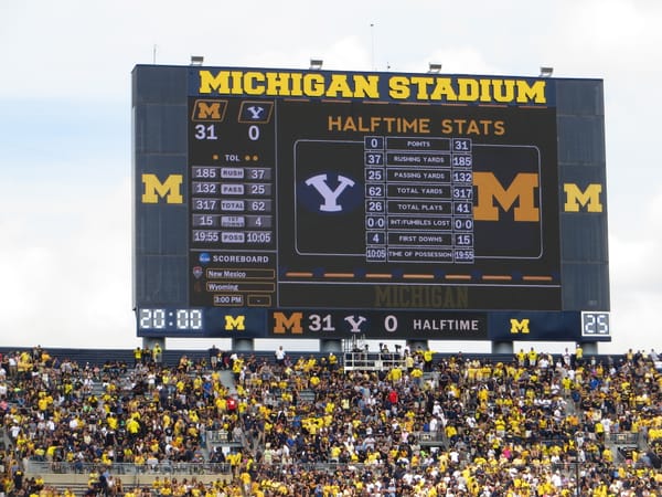 Michigan Stadium, the Big House, filled with fans during a Michigan Wolverines football game