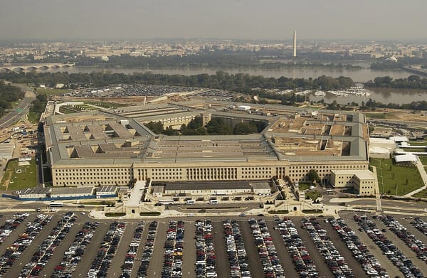 Aerial view of the Pentagon building in Arlington, Virginia