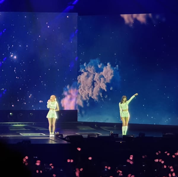 ROSÉ and Lisa of BLACKPINK performing in Amsterdam in 2019
