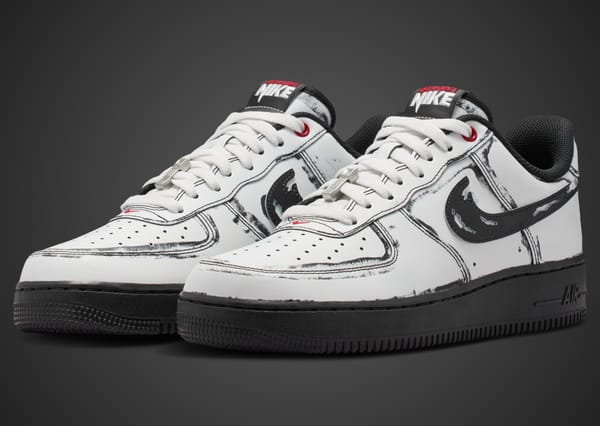 Nike Air Force 1 Low "Scream" sneaker in Summit White with black ink-smudge detailing